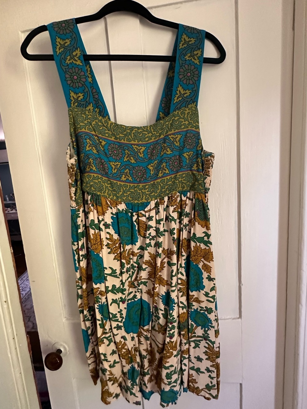 NWOT Natural Life Floral Print Boho dress in Teal, Green & Yellow| XL